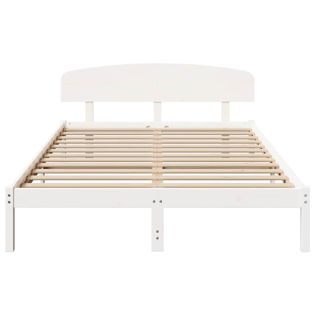 vidaXL Bed Frame with Headboard White 160 x 200 cm Solid Pine Wood