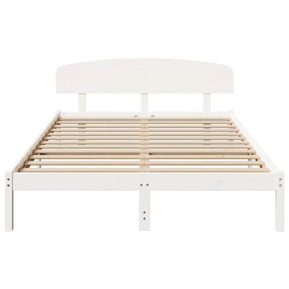vidaXL Bed Frame with Headboard White 160 x 200 cm Solid Pine Wood
