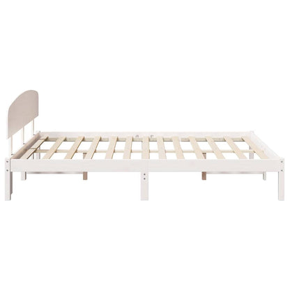 vidaXL Bed Frame with Headboard White 160 x 200 cm Solid Pine Wood