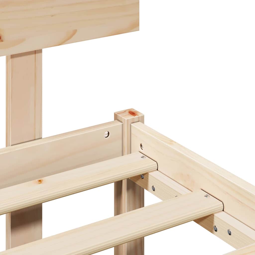 vidaXL Bed Frame with Headboard Natural 150 x 200 cm Solid Pine Wood