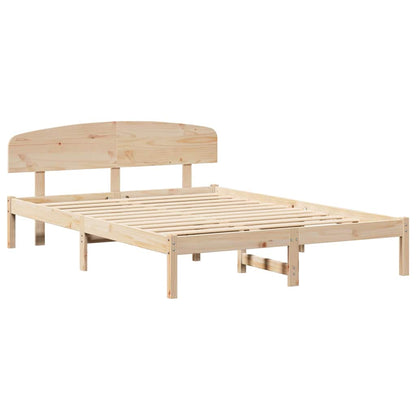 vidaXL Bed Frame with Headboard Natural 150 x 200 cm Solid Pine Wood