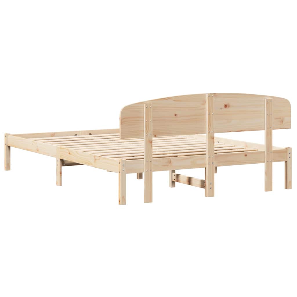 vidaXL Bed Frame with Headboard Natural 150 x 200 cm Solid Pine Wood