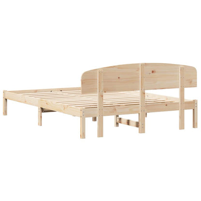 vidaXL Bed Frame with Headboard Natural 150 x 200 cm Solid Pine Wood