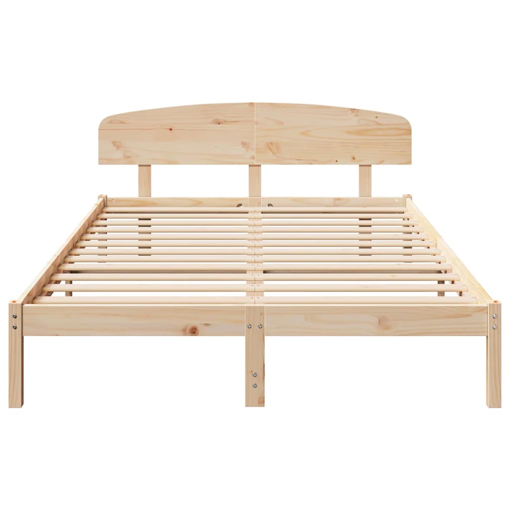 vidaXL Bed Frame with Headboard Natural 150 x 200 cm Solid Pine Wood