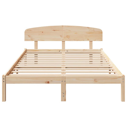 vidaXL Bed Frame with Headboard Natural 150 x 200 cm Solid Pine Wood