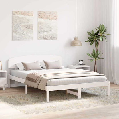 vidaXL Bed Frame with Headboard White 150 x 200 cm Solid Pine Wood