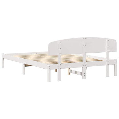 vidaXL Bed Frame with Headboard White 150 x 200 cm Solid Pine Wood