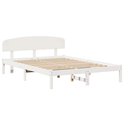 vidaXL Bed Frame with Headboard White 140 x 200 cm Solid Pine Wood