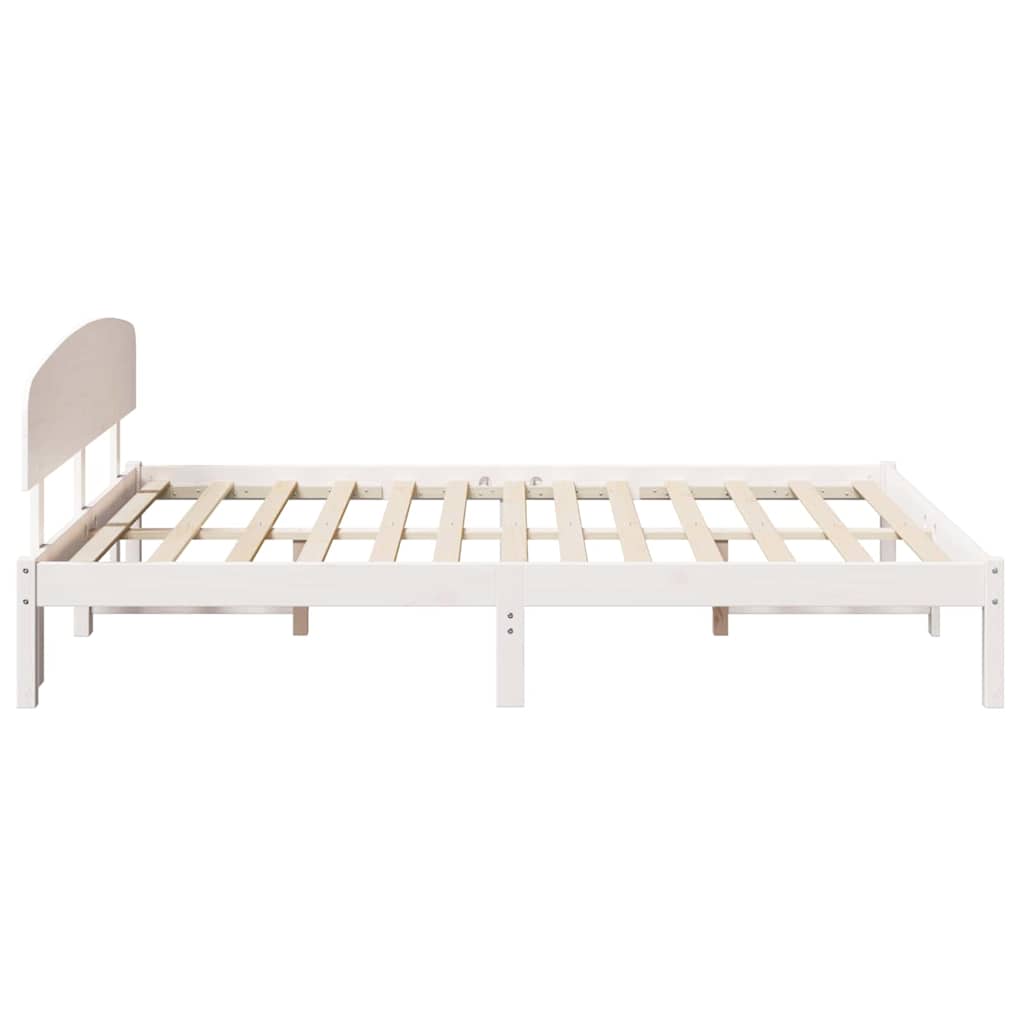 vidaXL Bed Frame with Headboard White 140 x 200 cm Solid Pine Wood