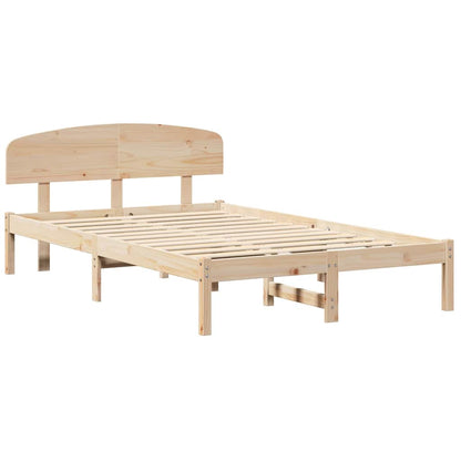 vidaXL Bed Frame with Headboard Natural 120 x 200 cm Solid Pine Wood