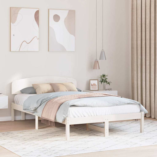 vidaXL Bed Frame with Headboard White 120 x 200 cm Solid Pine Wood
