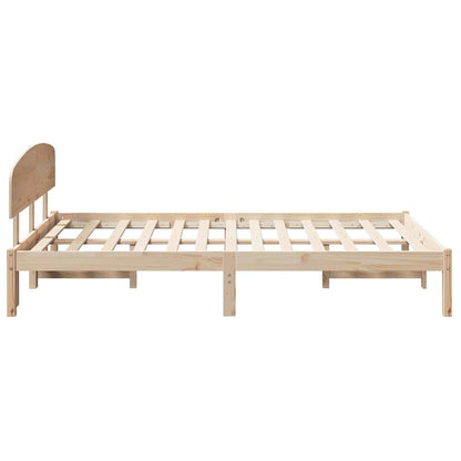 vidaXL Bed Frame with Headboard Natural 140 x 190 cm Solid Pine Wood