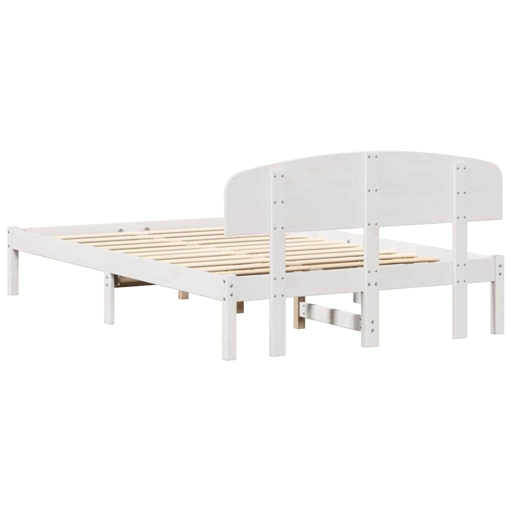 vidaXL Bed Frame with Headboard White 140 x 190 cm Solid Pine Wood