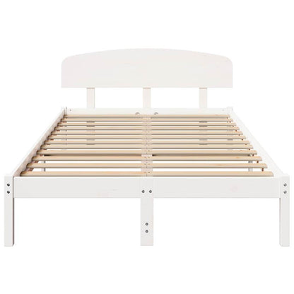 vidaXL Bed Frame with Headboard White 140 x 190 cm Solid Pine Wood