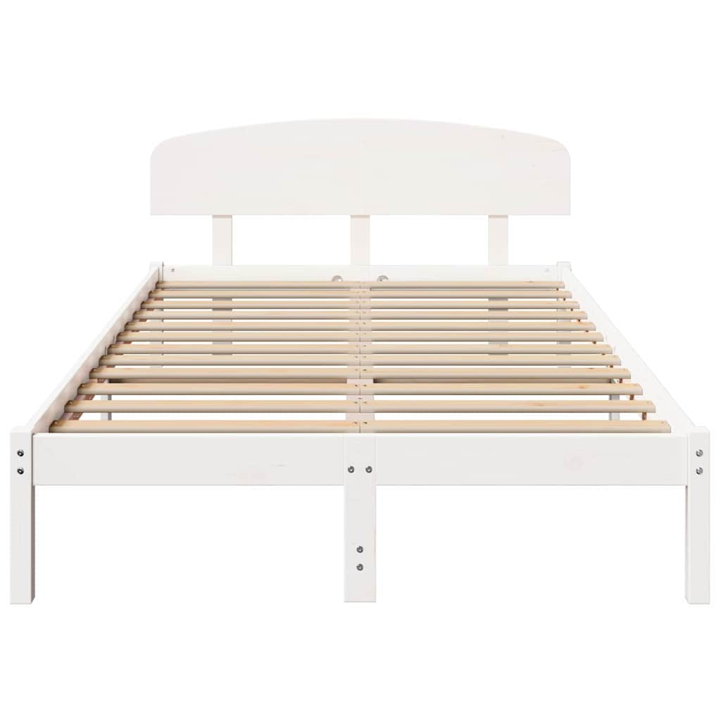 vidaXL Bed Frame with Headboard White 135 x 190 cm Solid Pine Wood