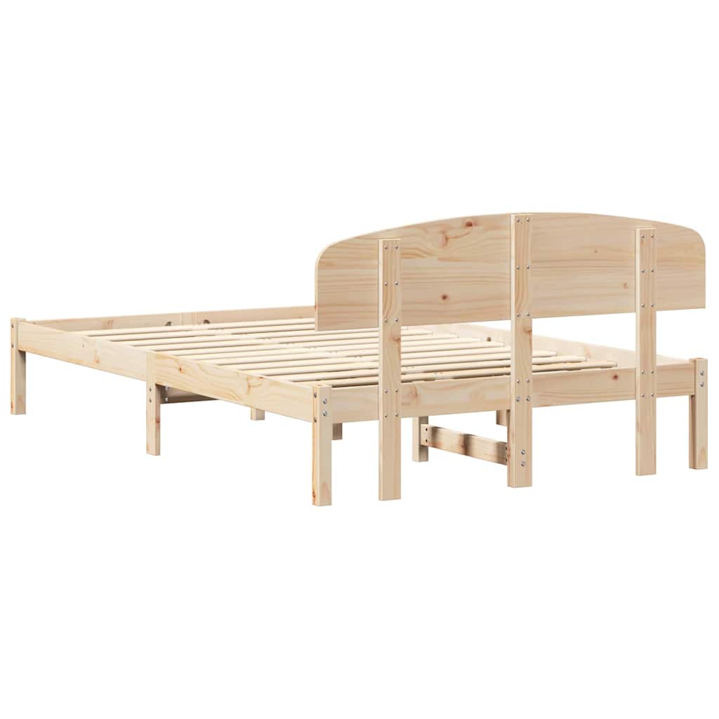 vidaXL Bed Frame with Headboard Natural 120 x 190 cm Solid Pine Wood