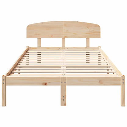 vidaXL Bed Frame with Headboard Natural 120 x 190 cm Solid Pine Wood