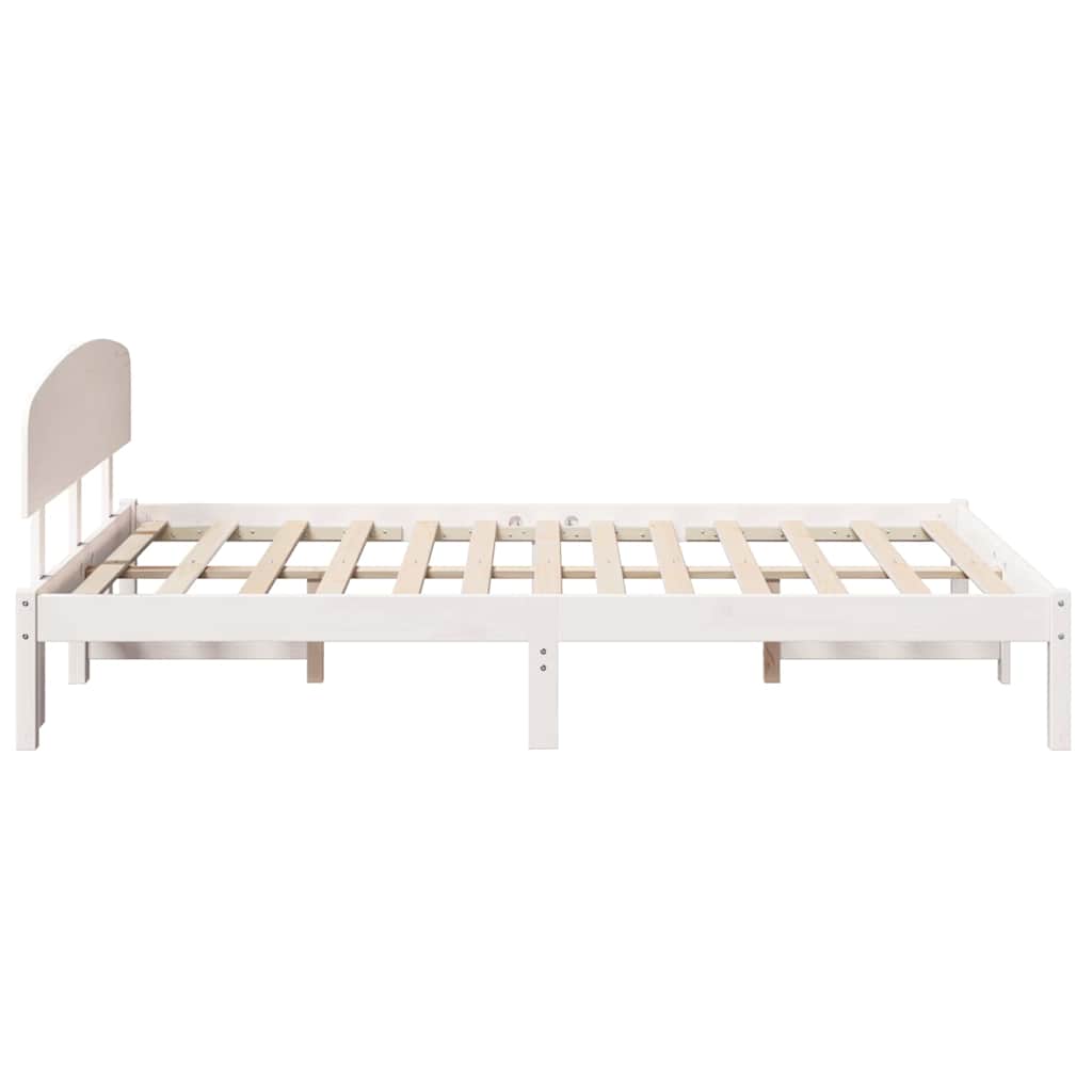 vidaXL Bed Frame with Headboard White 120 x 190 cm Solid Pine Wood
