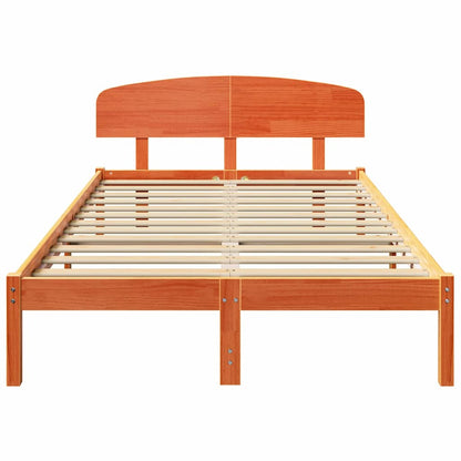 vidaXL Bed Frame with Headboard Wax Brown 120 x 190 cm Solid Pine Wood