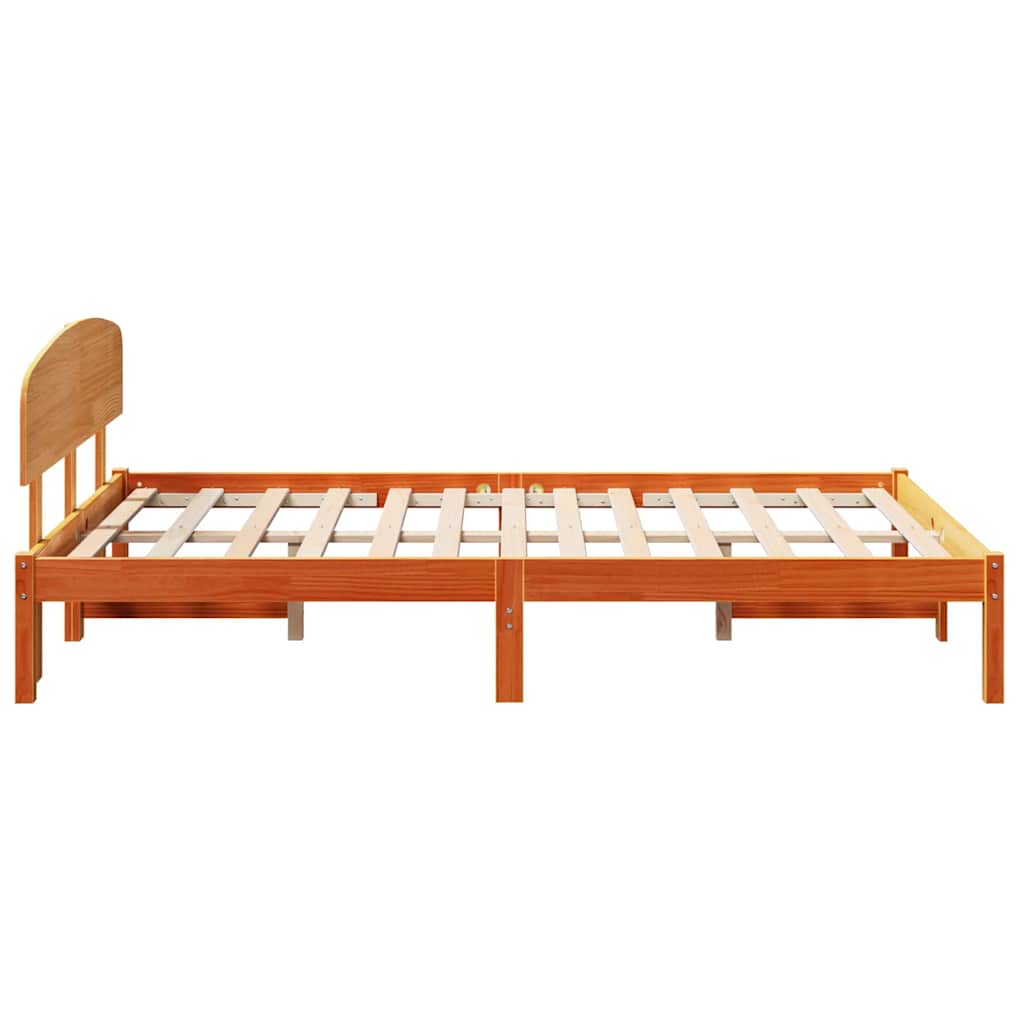 vidaXL Bed Frame with Headboard Wax Brown 120 x 190 cm Solid Pine Wood