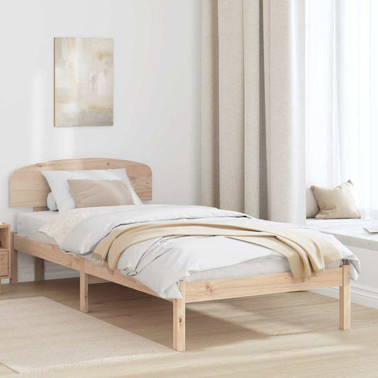 vidaXL Bed Frame with Headboard Natural 100 x 200 cm Solid Pine Wood