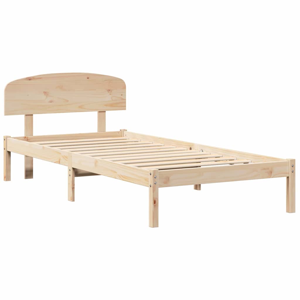vidaXL Bed Frame with Headboard Natural 100 x 200 cm Solid Pine Wood