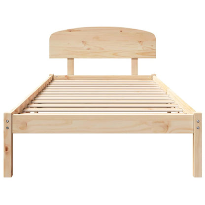 vidaXL Bed Frame with Headboard Natural 100 x 200 cm Solid Pine Wood