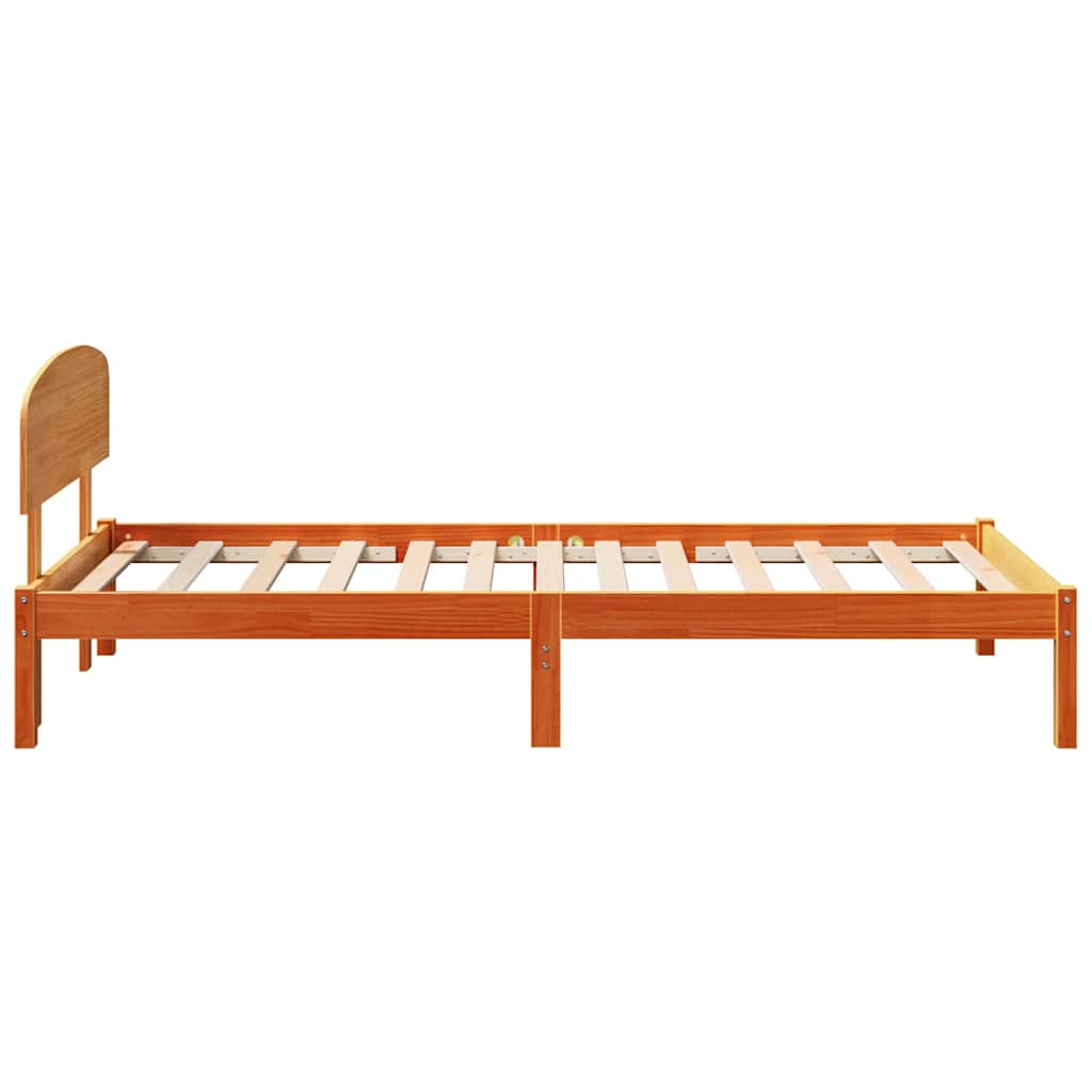 vidaXL Bed Frame with Headboard Wax Brown 100 x 200 cm Solid Pine Wood
