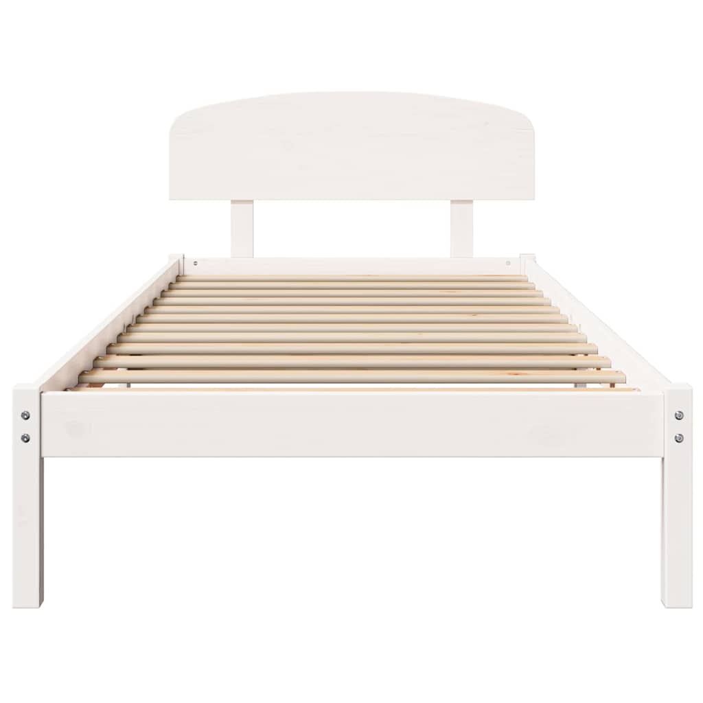 vidaXL Bed Frame with Headboard White 80 x 200 cm Solid Pine Wood