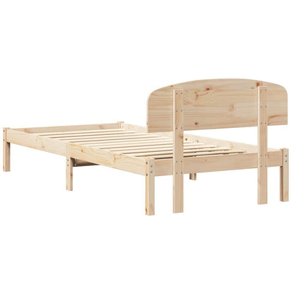vidaXL Bed Frame with Headboard Natural 90 x 190 cm Solid Pine Wood