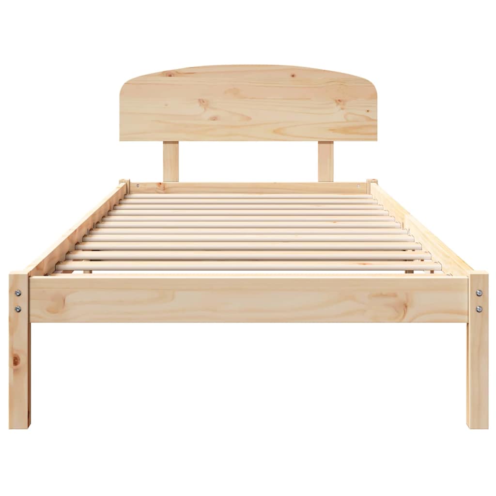 vidaXL Bed Frame with Headboard Natural 90 x 190 cm Solid Pine Wood