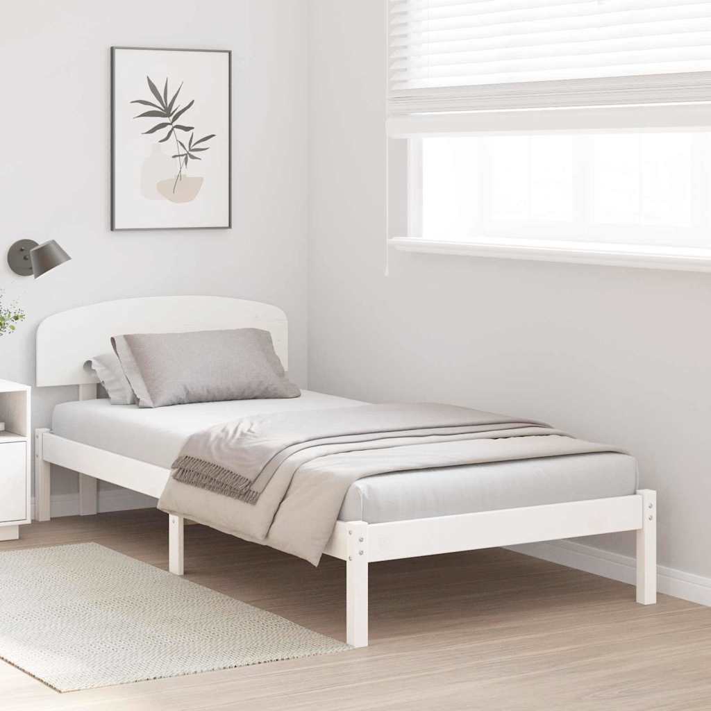 vidaXL Bed Frame with Headboard White 90 x 190 cm Solid Pine Wood