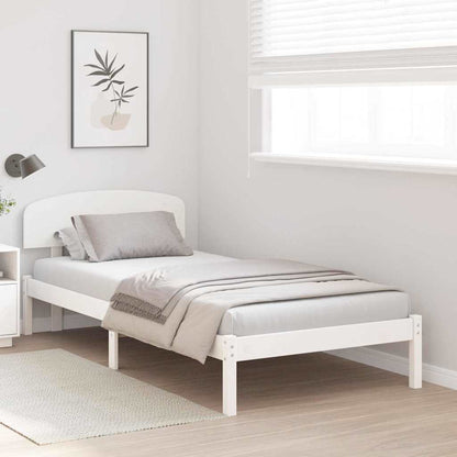 vidaXL Bed Frame with Headboard White 90 x 190 cm Solid Pine Wood