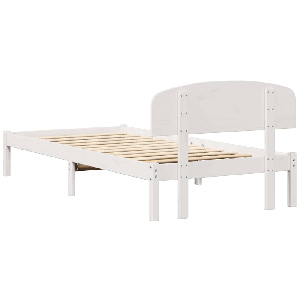 vidaXL Bed Frame with Headboard White 90 x 190 cm Solid Pine Wood