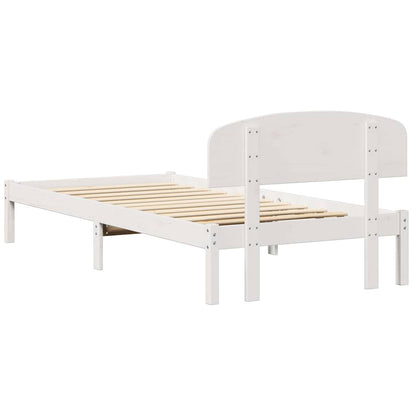 vidaXL Bed Frame with Headboard White 90 x 190 cm Solid Pine Wood