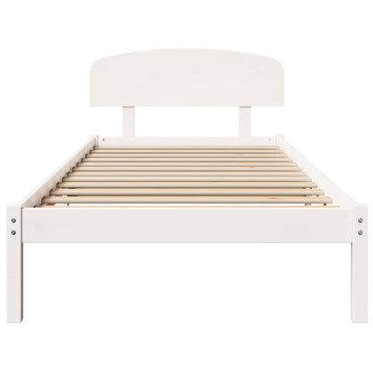 vidaXL Bed Frame with Headboard White 75 x 190 cm Solid Pine Wood