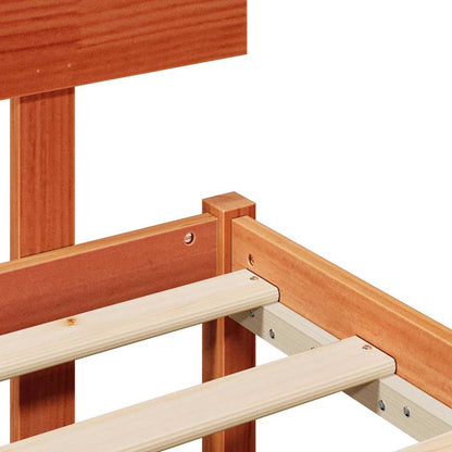 vidaXL Bed Frame with Headboard Wax Brown 75 x 190 cm Solid Pine Wood