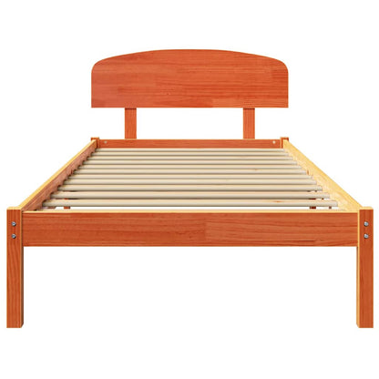 vidaXL Bed Frame with Headboard Wax Brown 75 x 190 cm Solid Pine Wood