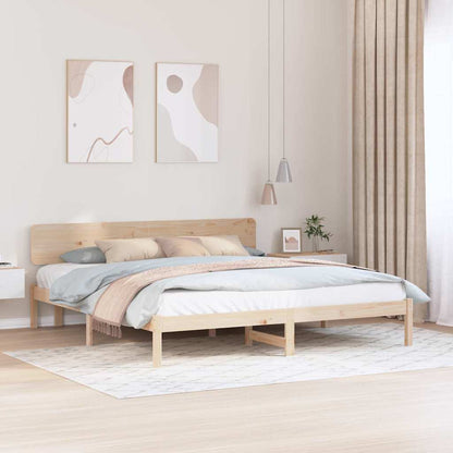 vidaXL Bed Frame with Headboard Natural 180 x 200 cm Solid Pine Wood