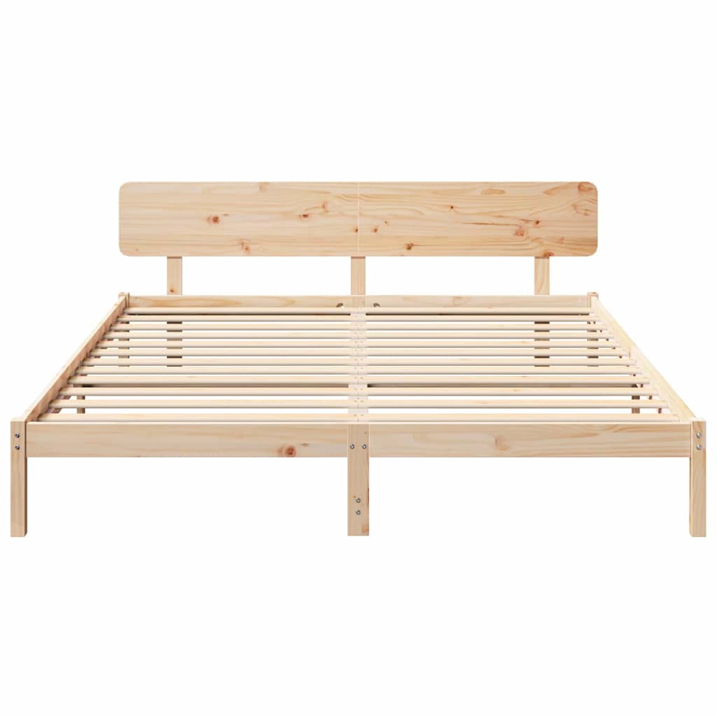 vidaXL Bed Frame with Headboard Natural 180 x 200 cm Solid Pine Wood