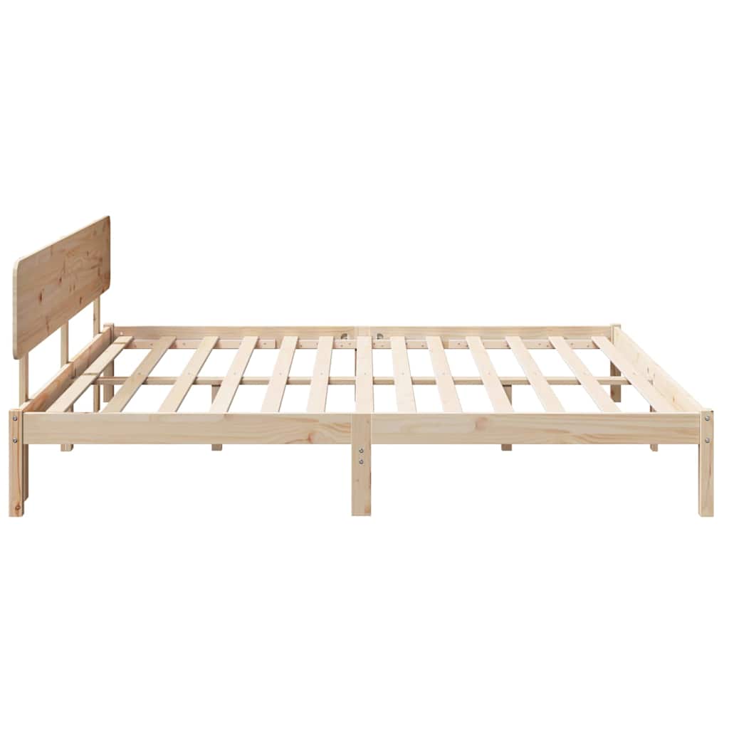 vidaXL Bed Frame with Headboard Natural 180 x 200 cm Solid Pine Wood