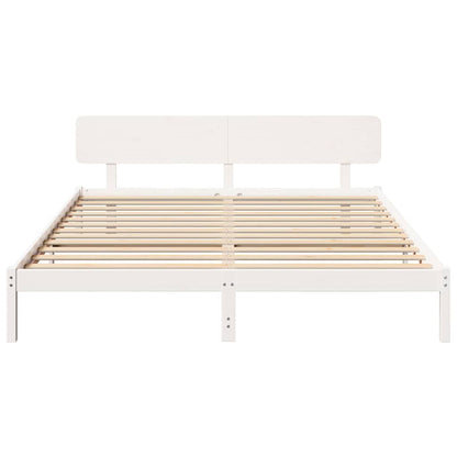 vidaXL Bed Frame with Headboard White 180 x 200 cm Solid Pine Wood