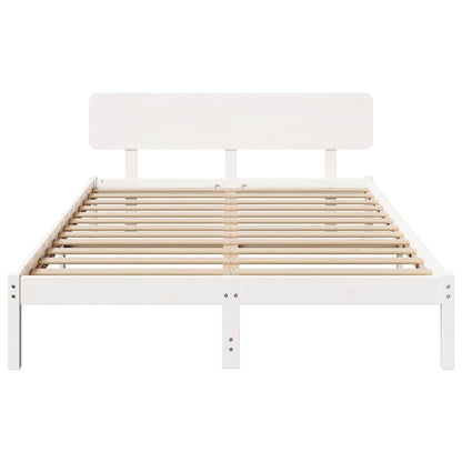 vidaXL Bed Frame with Headboard White 160 x 200 cm Solid Pine Wood