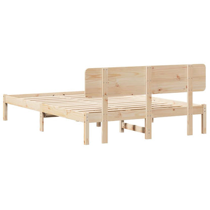 vidaXL Bed Frame with Headboard Natural 150 x 200 cm Solid Pine Wood