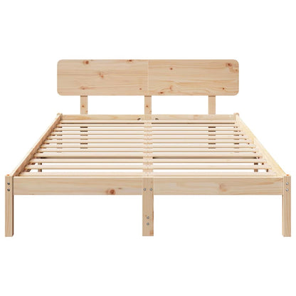 vidaXL Bed Frame with Headboard Natural 150 x 200 cm Solid Pine Wood