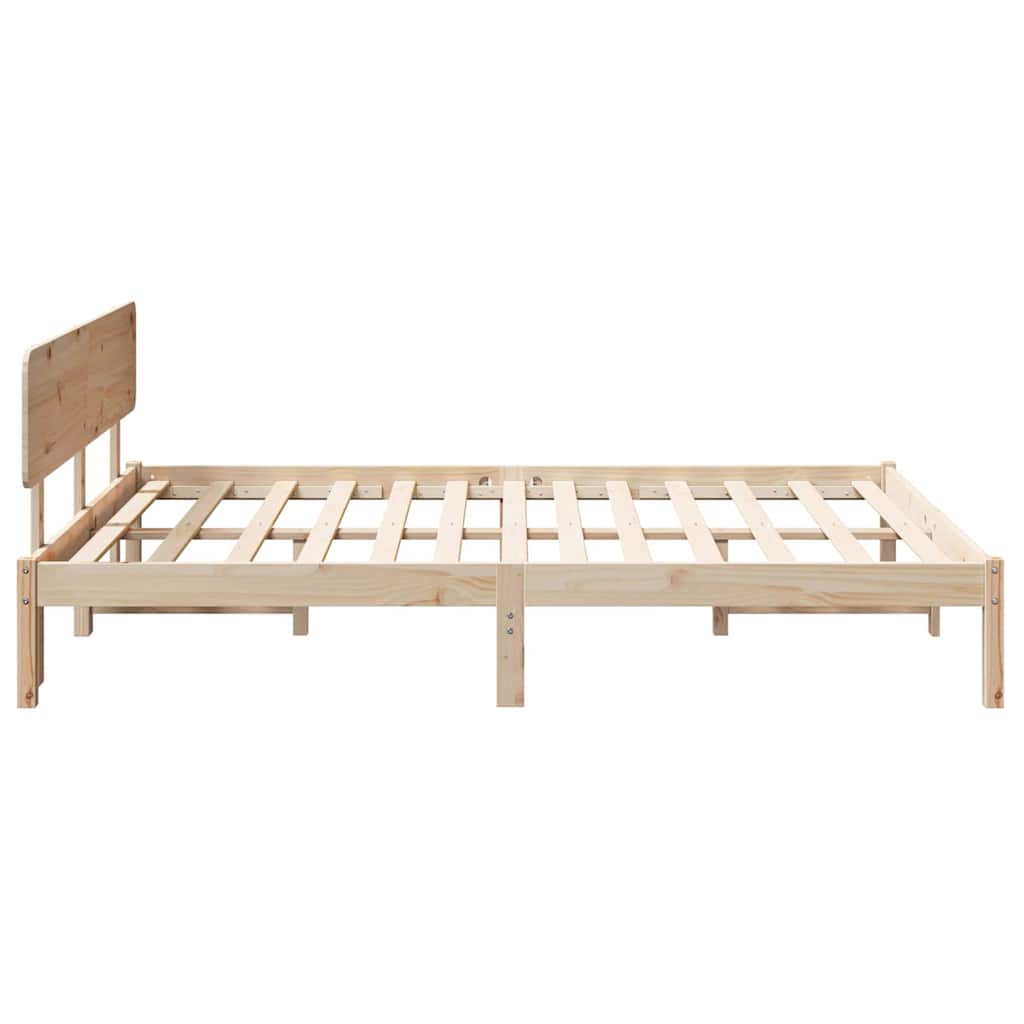vidaXL Bed Frame with Headboard Natural 150 x 200 cm Solid Pine Wood