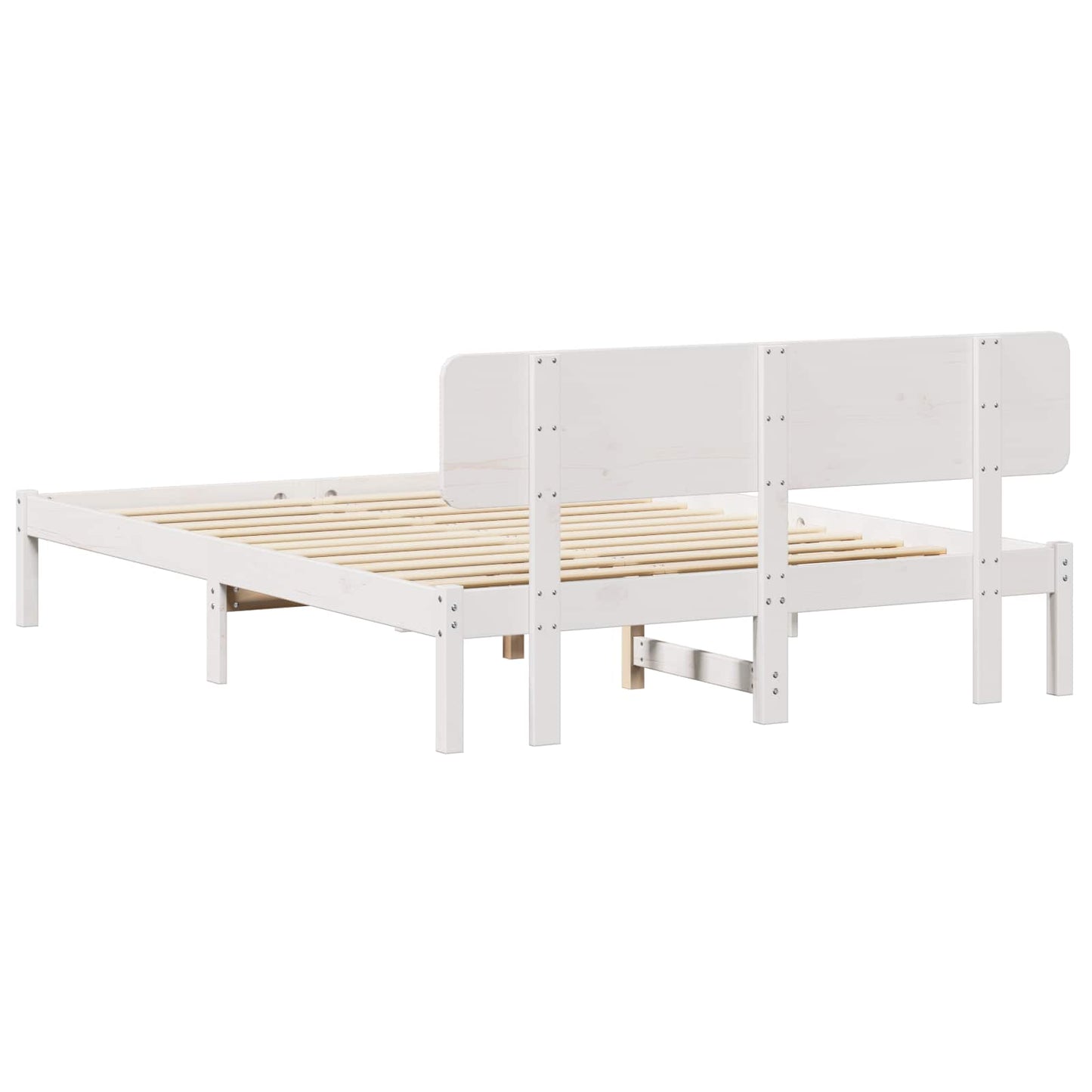 vidaXL Bed Frame with Headboard White 150 x 200 cm Solid Pine Wood