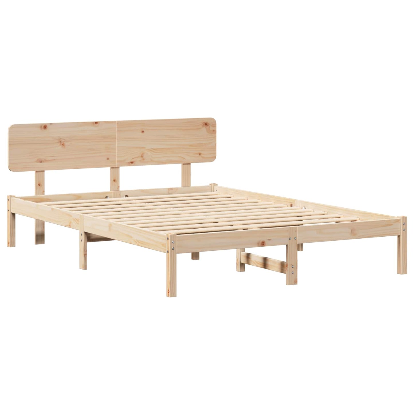 vidaXL Bed Frame with Headboard Natural 140 x 200 cm Solid Pine Wood