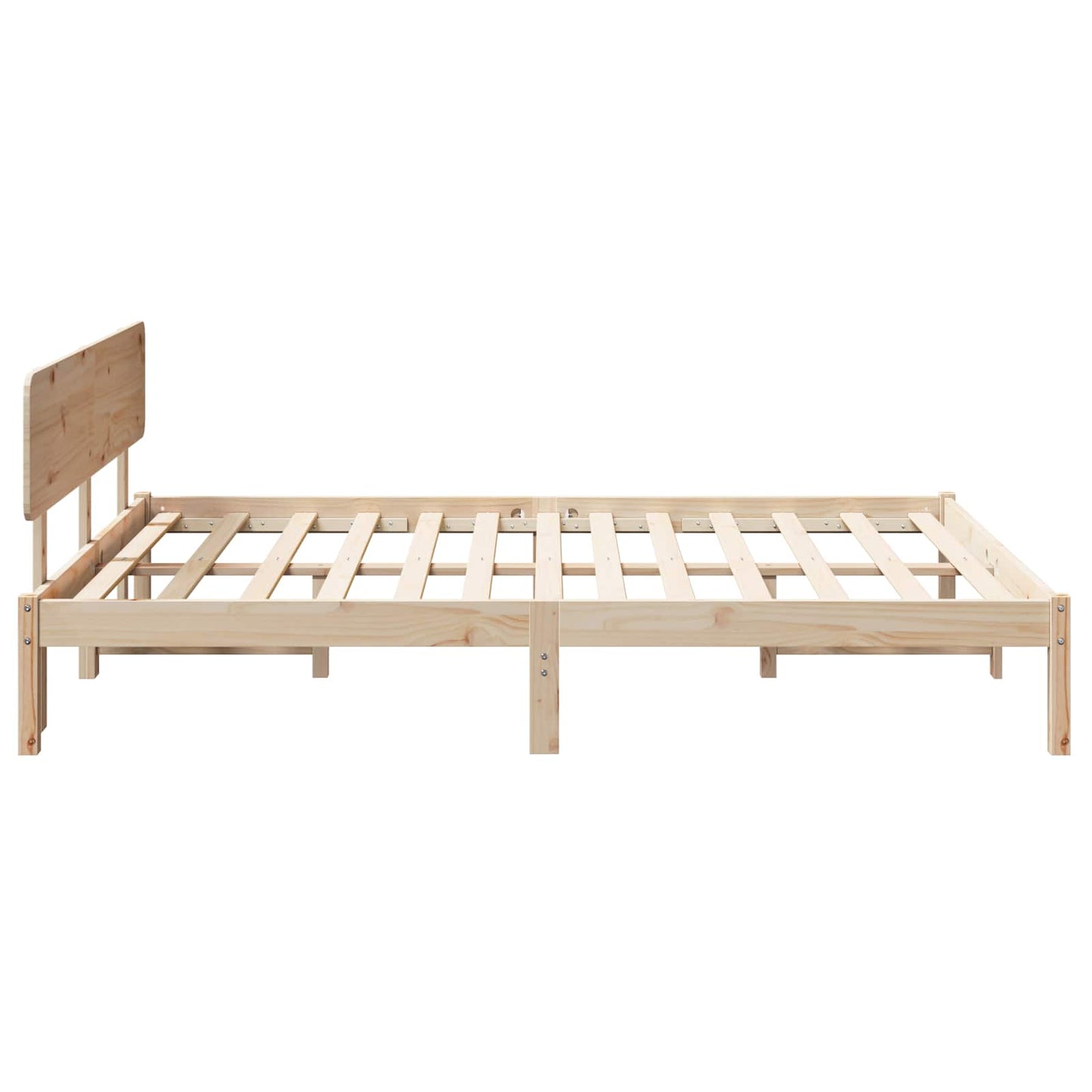 vidaXL Bed Frame with Headboard Natural 140 x 200 cm Solid Pine Wood