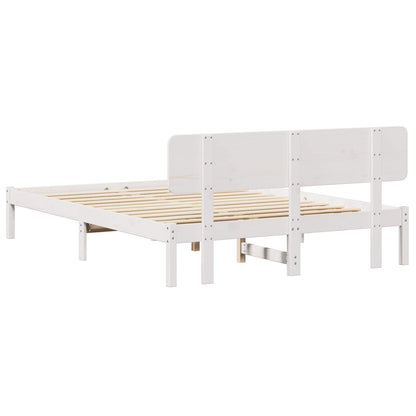 vidaXL Bed Frame with Headboard White 140 x 200 cm Solid Pine Wood